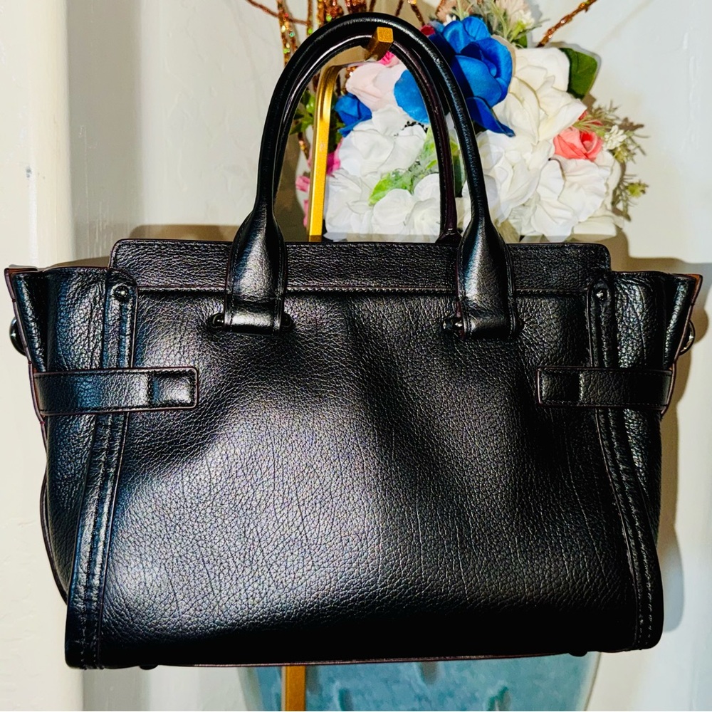 Coach 2016 Swagger 27 Canyon Quilt Denim Patchwork 2-way bag Pebble Leather-NWOT - Picture 12 of 16